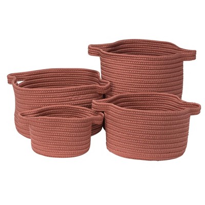 Colonial Mills American Farmhouse Vintage 4-Piece Basket Set, 10"x10"x7"/13"x13"x9"/14"x14"x16"/16"x16"x10", Brick, 4 Count