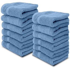 White Classic Luxury 100% Cotton Washcloths Set of 12 - 13x13" - 1 of 4