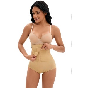 INSPIRE CHIC Women's Front Hook Closure Tummy Control Briefs High Waist Butt Lifter Control Panties - 1 of 4