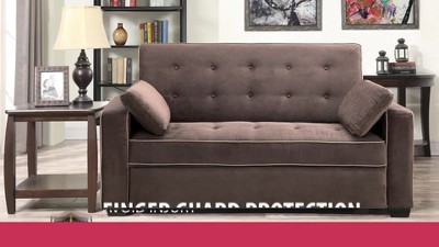 Light Gray Tufted Queen Convertible Sleeper Sofa with Wood Frame