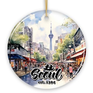 Illustrated Seoul South Korea Ceramic Ornament, Souvenir and Christmas Keepsake| OrnamentallyYou - 1 of 4