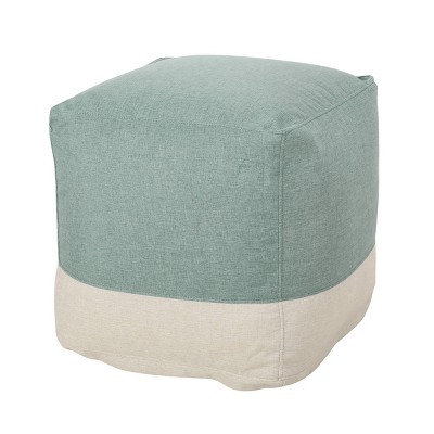 Tattnall Contemporary Two-Tone Fabric Cube Pouf - Christopher Knight Home
