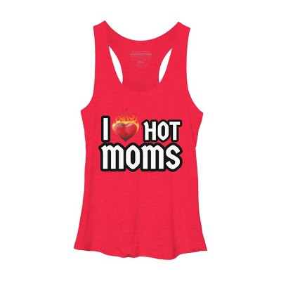 Women's Design By Humans I Love Hot Moms Heart By Metavera Racerback Tank Top