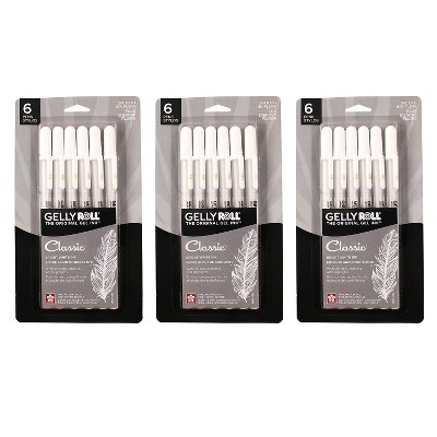 Sakura Classic Gel Retractable Pen Liquid Ink White Ink 6/Bundle (SAK57461-3)