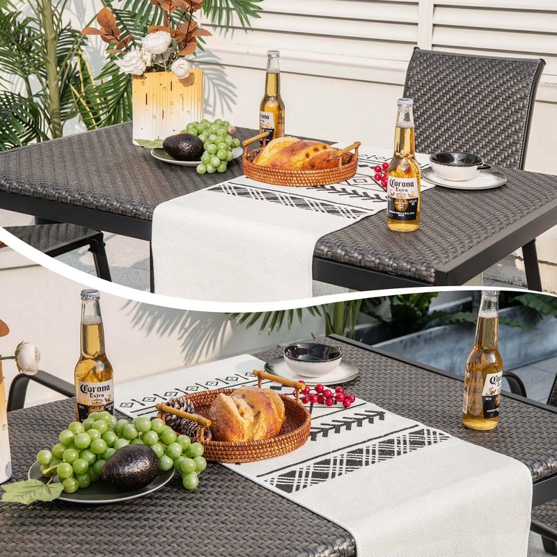 Costway Patio 48 Inch Wicker Dining Table for 6 Rectangular Table with Rattan Tabletop, 4 of 10