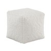 Modern Square Pouf Off-White Faux Fur Fabric Upholstered Ottoman, Footstool, Non-Slip Floor Pouf, Bean Bag Chair, 1pc Sitting Pouf - 2 of 4