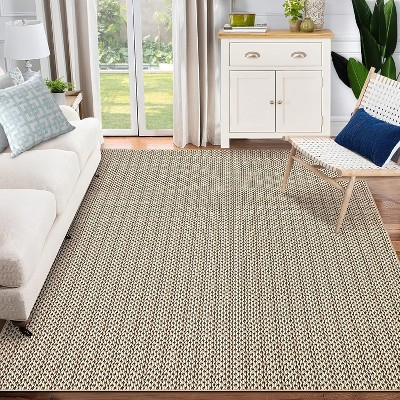 Modern Area Rug -Washable Low Pile Non Slip Floor Carpet Soft Non Shedding Thin Rug,Faux Woven Design