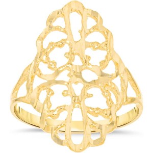 10k Yellow Gold 23.3mm Oval Flower Openwork Filigree Ring - 1 of 4