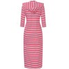 Womens Hoodie Sweat Dress 3/4 Sleeve Slim Fit Hooded Maxi Dress Stripe Summer Dress Soft Lounge Dress - 3 of 3