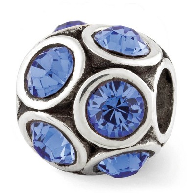 Black Bow Jewelry Sterling Silver with Crystals September Blue Bubble Bead Charm