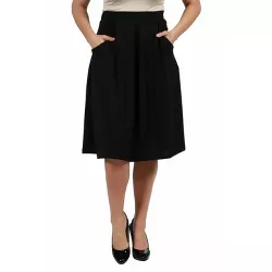 24seven Comfort Apparel Women's Plus Knee Length Black Skirt-Black-3X