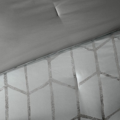 Twin Grey and Silver Microfiber 5-Piece Comforter Set