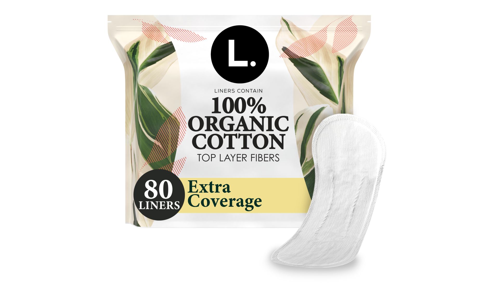 L. Organic Cotton Top Layer Ultra Thin Liners - Extra Coverage Absorbency - 80ct