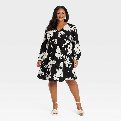 Ava & Viv womens plus size 4X ballon long sleeve wrap dress