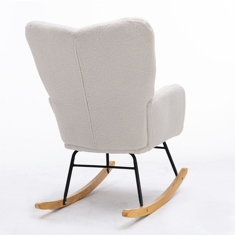 Epping Nursery Rocking Chair,Teddy Swivel Accent Chair,Upholstered Glider Rocker Rocking Accent Chair,Wingback Rocking Chairs-Maison Boucle, 5 of 10