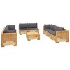 vidaXL 9-Piece Patio Lounge Set with Cushions - Solid Teak Wood Outdoor Furniture Set with Extra Comfort Cushions - Dark Gray Fabric - 3 of 4