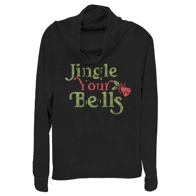 Juniors Womens CHIN UP Christmas Jingle Your Bells Cowl Neck Sweatshirt