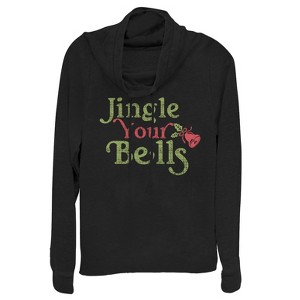 Juniors Womens CHIN UP Christmas Jingle Your Bells Cowl Neck Sweatshirt - 1 of 3