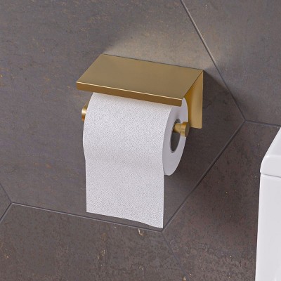 ALFI ABTPP66-BG Brushed Gold PVD Stainless Steel Toilet Paper Holder with Shelf
