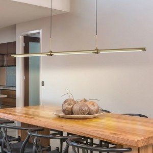 LLHZSY Modern Minimalist LED Linear Chandelier 3-Light Fixture for Dining Room Kitchen Island-47 1/5"-Black/Brass/Nickel - 1 of 4