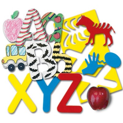 Roylco Big Alphabet and Picture Stencils, 6-1/2 x 12-1/2 Inches, Set of 26