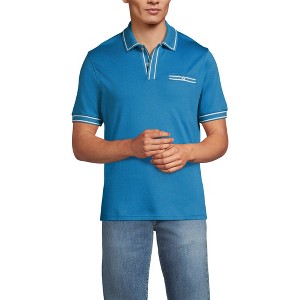 Lands' End Men's Short Sleeve Tipped Welt Pocket Supima Polo - 1 of 3