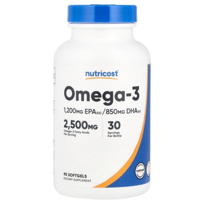 Nutricost Omega-3, 2,500 mg, 90 Softgels (833 mg per Softgel)