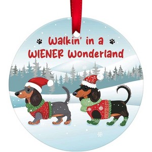 Lomsoe Christmas Ornament Santa Ornament Christmas Ornament Ceramic 2-Side Printed Christmas Hanging Decorations Christmas Gift - 1 of 1