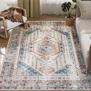HOMCOM Area Rug, Vintage Machine Washable Rug, Non-Slip Floor Carpet for Living Room, Bedroom, Dining Room, Home Office - 1 of 4