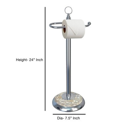Chrome and Mother of Pearl Freestanding Toilet Paper Holder