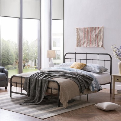 ALEXOUN Queen Size Metal Platform Bed Frame with Headboard and Footboard and Under Bed Storage,for Bedroom Apartment,Queen Size Grey