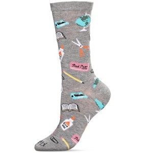 Memoi School Supplies Bamboo Blend Crew Socks Med Gray Heather 9-11 - 1 of 4