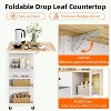 43.12-Inch Wide Wood Countertop Kitchen Island Table with 2-Door Cabinet, 2 Storage Drawers, Spice Rack, Towel Rack, Bar Cart Rolling Cart, White - 4 of 4