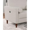 APRILSOUL Off-White Contemporary Style Loveseat, Leatherette Upholstered Bench Style Seating Bolster Pillows - 3 of 4