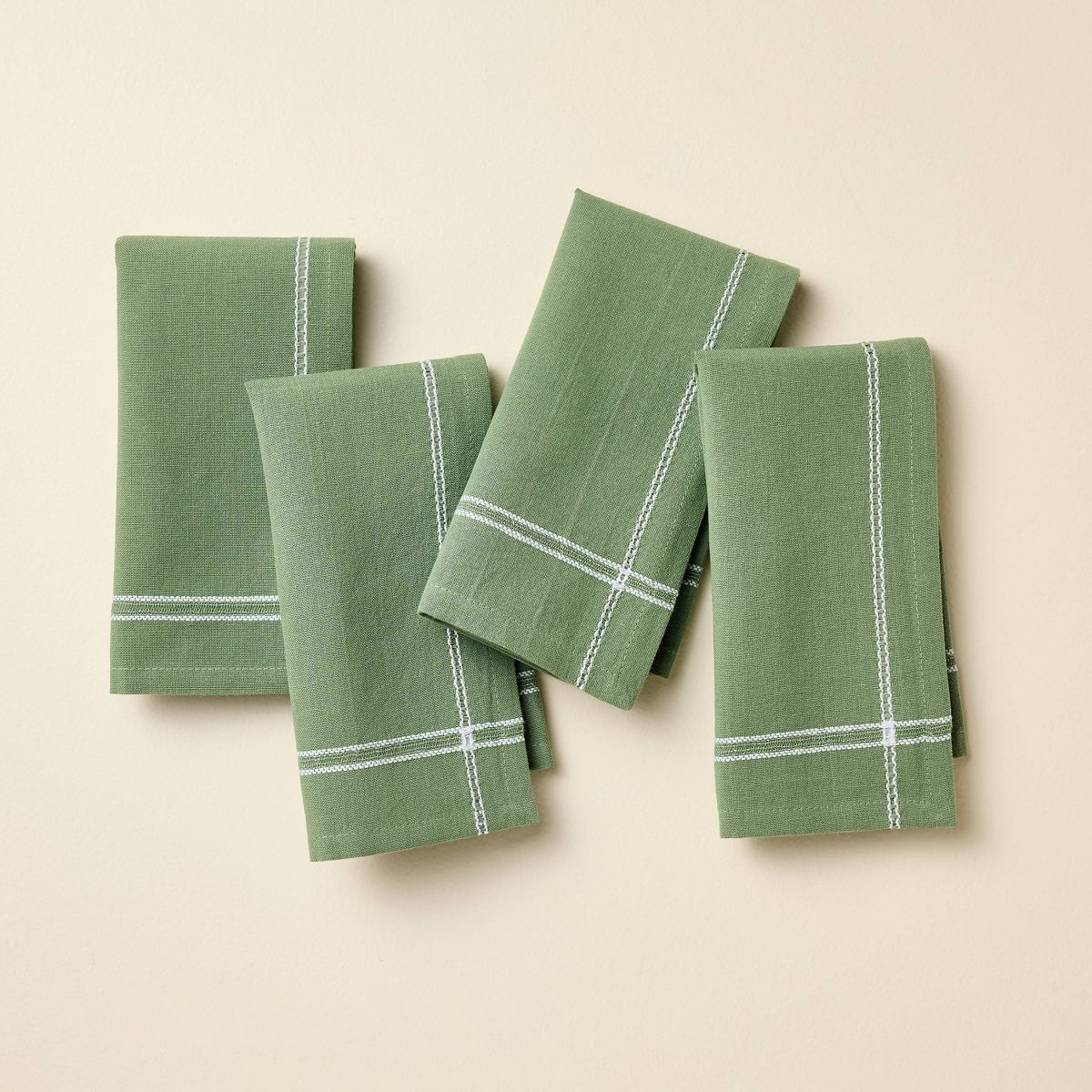 Set of 4 Solid Cloth Napkins Green - Hearth & Hand™ with Magnolia
