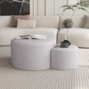 VYNXARIA Upholstered Nesting Coffee Tables Set of 2 - Beige Fabric Ottoman & Side Table - 2 of 4