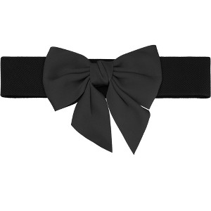 Elerevyo Women's Dress Elastic Waistband Versatile Belts Wide Bow Tie Belt - 1 of 4