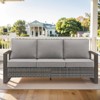 Buenhomino Patio Couch with High Back, 75" 3 Seats Outdoor Sofa, All Weather PE Wicker Couch with 4-inch Cushion for Porch, Backyard, Balcony, Deck - 2 of 4