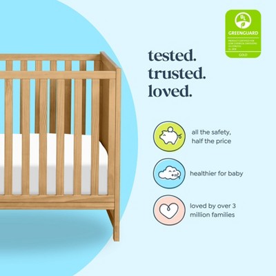 Honey Oak 3-in-1 Convertible Crib with Pressed Cane Detailing