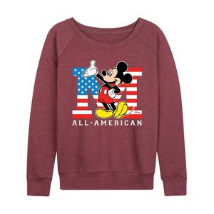 Women's - Disney - Americana Lightweight French Terry Wide Neck Long Sleeve Shirt - 1 of 4