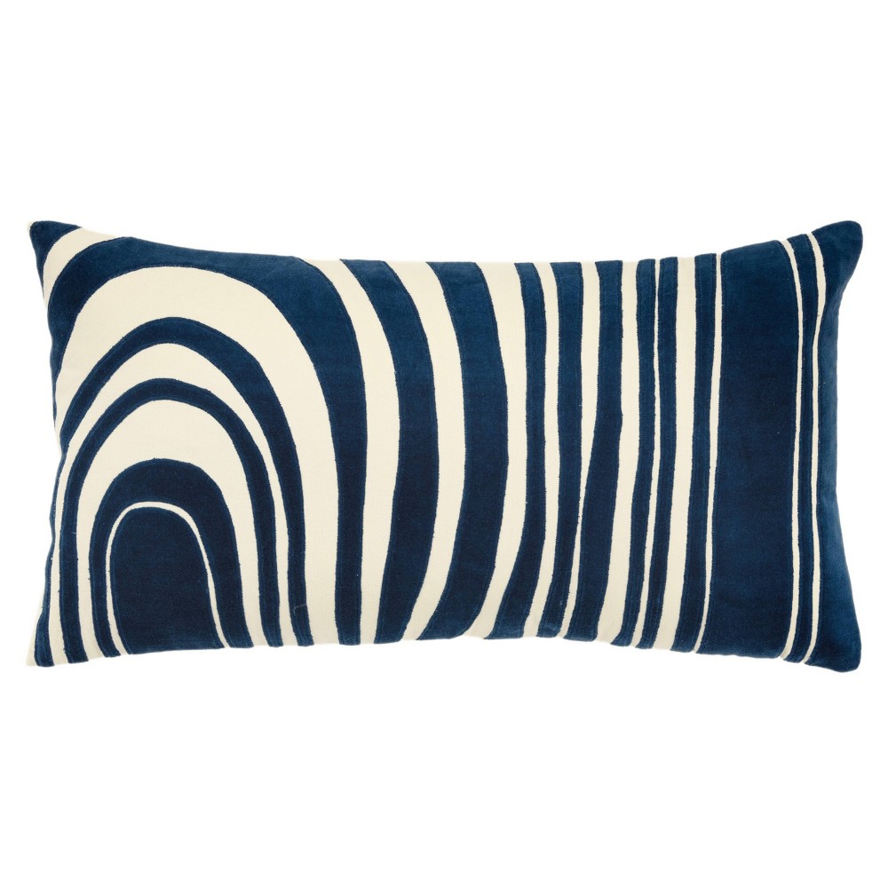 Photos - Pillow 14"x26" Oversized Striped Design Lumbar Throw  Cover Dark Blue - Riz