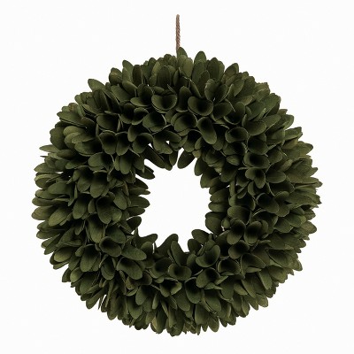 Transpac Wood 13.78 in. Green Spring Curl Wreath