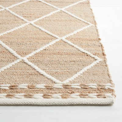 Ivory Diamond Pattern Handmade Wool Square Rug, 6' x 6'