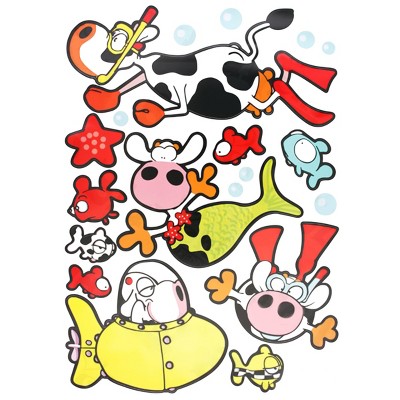 Slickblue Cows Under The Sea Wall Decals 19.5x27 inch – Creative Peel & Stick Vinyl Decor for Playful Spaces