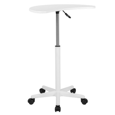 White Adjustable Mobile Laptop Desk with Casters
