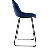 Elama 2 Piece Velvet Tufted Bar Chair in Bluewith Metal Legs - 3 of 4