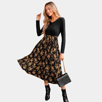 Women's Geo Print Belted Midi Dress - Cupshe-xs-black : Target