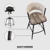 Okak 26" Swivel Bar Stools Set of 2, Suede Upholstered with Footrest & Woven Back, Black Legs Counter Stools for Kitchen Island - 2 of 4