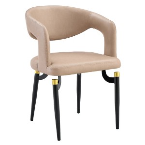 LeisureMod Entice Modern Dining Chair – Upholstered Leather Seat with Curved Open Back and Metal Legs, Modern Kitchen, Dining Room, Home, Cafe Seating - 1 of 4