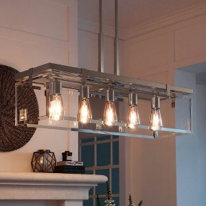 Urban Ambiance Luxury Modern Farmhouse Chandelier,  15-3/4"H x 36-3/4"W,  Brushed Nickel Finish, UHP2441 - 1 of 4
